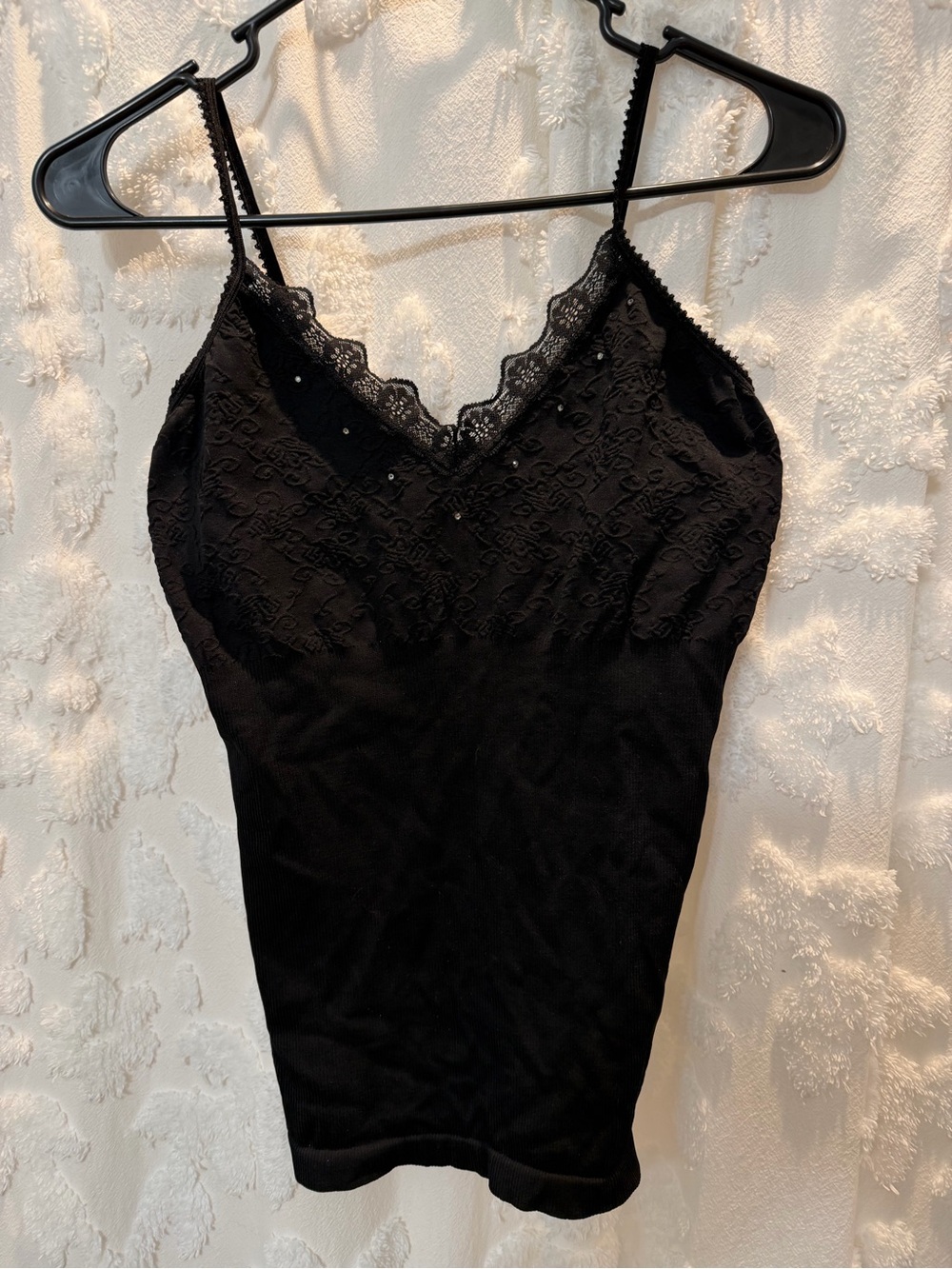 Vintage Express black lace cami top